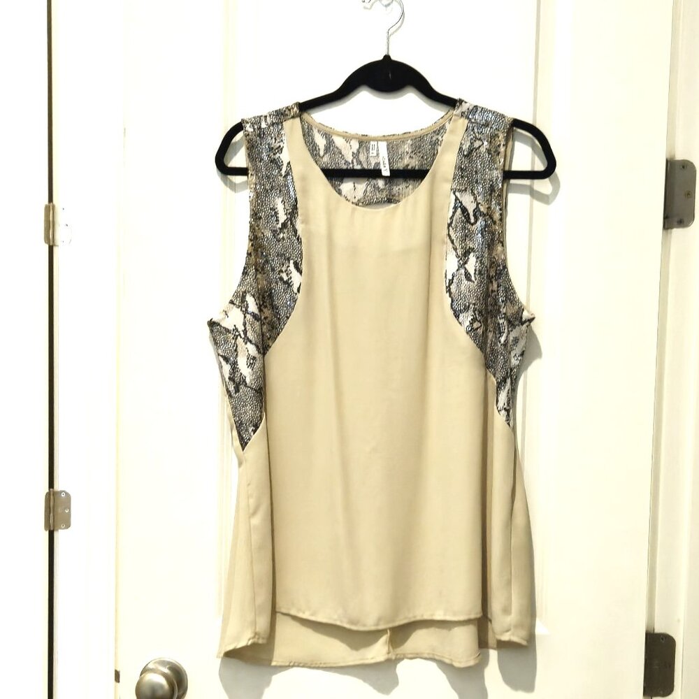 Studio Y dressy top, beige with clear sequins, XL, like new!